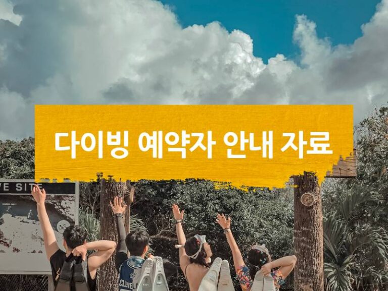 다이빙 예약자 안내 자료